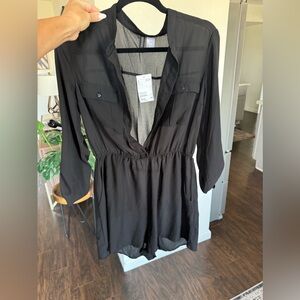 NWT! H&M women’s black long sleeve button down romper